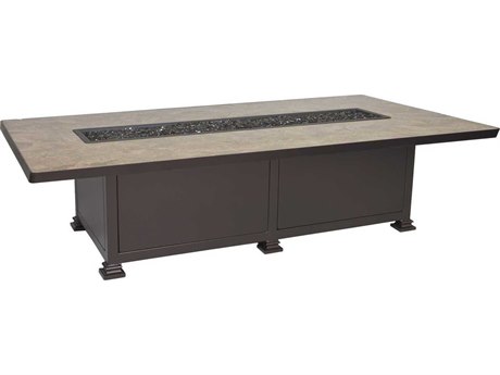 OW Lee Casual Fireside Santorini 72 x 42 Occasional Height Iron Fire Pit Table