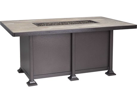 OW Lee Casual Fireside Vulsini Aluminum 36 x 58 Rectangular Chat Height Fire Pit Table