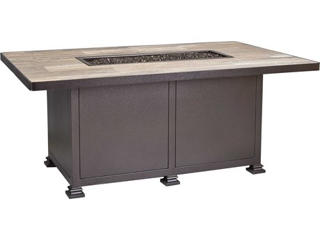 OW Lee Casual Fireside Santorini Wrought Iron 58 x 36 Rectangular Chat Height Fire Pit Table