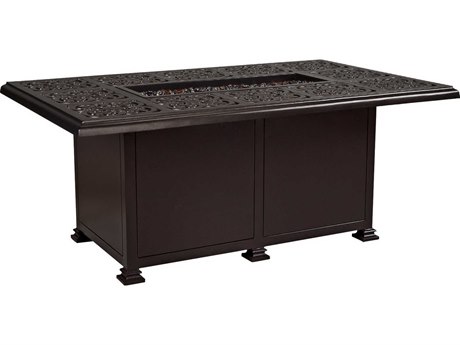 OW Lee Casual Fireside Hacienda Wrought Iron 58 x 36 Rectangular Chat Height Fire Pit Table