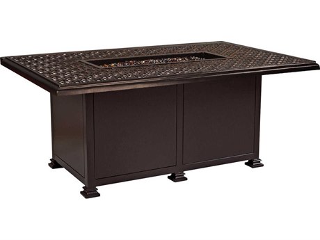 OW Lee Casual Fireside Richmond Wrought Iron 58 x 36 Rectangular Chat Height Fire Pit Table