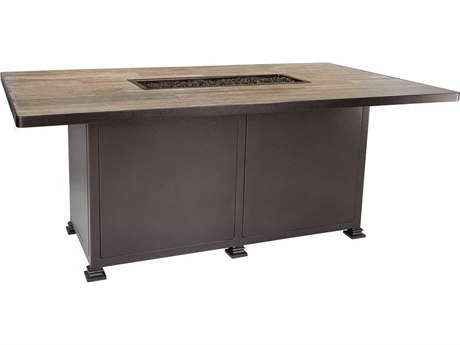OW Lee Casual Fireside Santorini Wrought Iron 72 x 42 Rectangular Dining Height Fire Pit Table