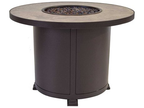 OW Lee Casual Fireside Santorini 36 Round Chat Height Iron Fire Pit Table