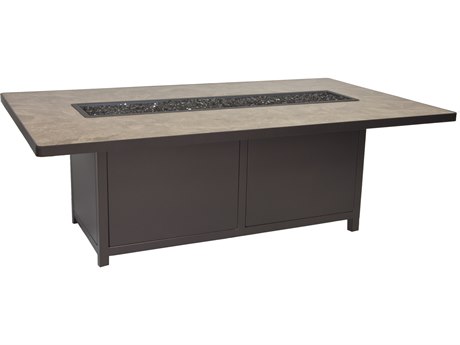 OW Lee Casual Fireside Capri 72 x 42 Rectangular Chat Height Iron Fire Pit