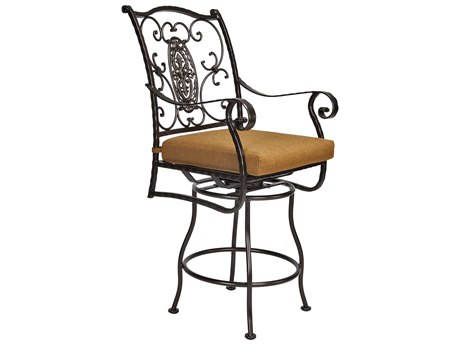 OW Lee San Cristobal Wrought Iron Swivel Counter Stool Arm Chair