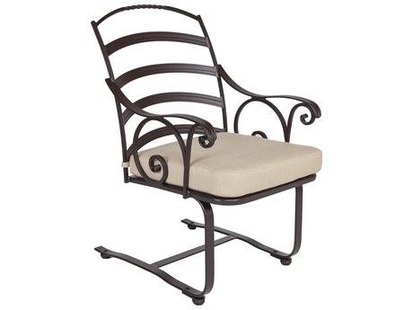 OW Lee Siena Wrought Iron Spring Base Dining Arm Chair