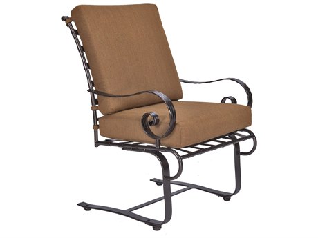 OW Lee Classico-Wide Arms Wrought Iron Club Dining Spring Base Chair