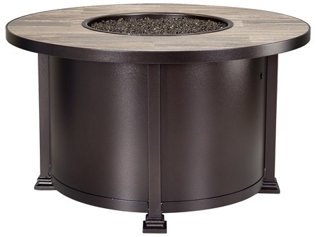 OW Lee Quick Ship Wrought Iron 42 Round Chat Height Santorini Iron Fire Pit Table