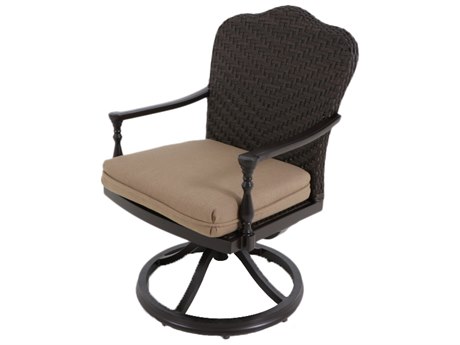 Paula Deen Outdoor Bungalow Tobacco Wicker Swivel Dining Chair in Sailcloth Sisal Fabric