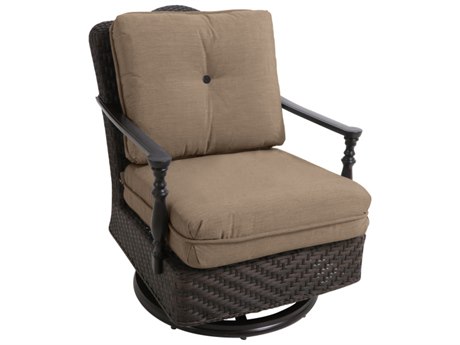 Paula Deen Outdoor Bungalow Tobacco Wicker Swivel Lounge Chair in Sailcloth Sisal Fabric