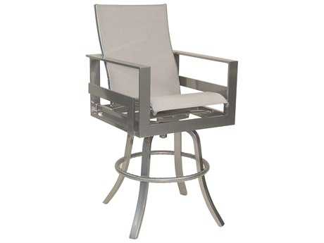 Castelle Eclipse Sling Cast Aluminum High Back Swivel Bar Stool