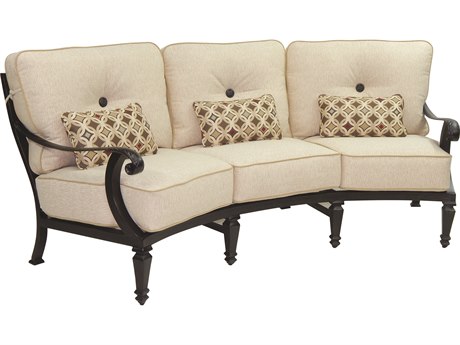 Castelle Bellagio Deep Seating Cast Aluminum Crescent Sofa with Three Kidney Pillows