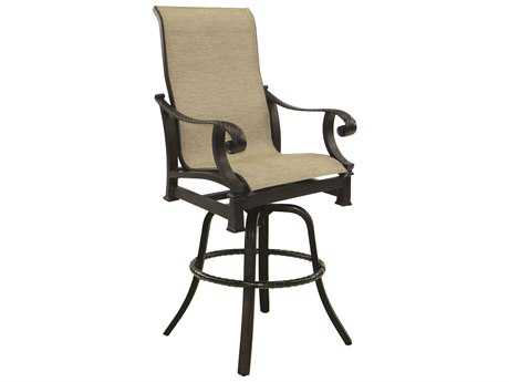 Castelle Bellagio Sling Cast Aluminum High Back Swivel Bar Stool