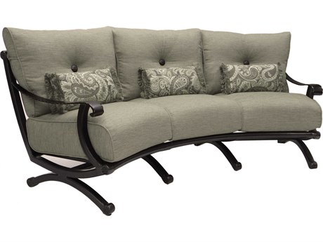 Castelle Telluride Deep Seating Cast Aluminum Crescent Sofa with Three Kidney Pillows