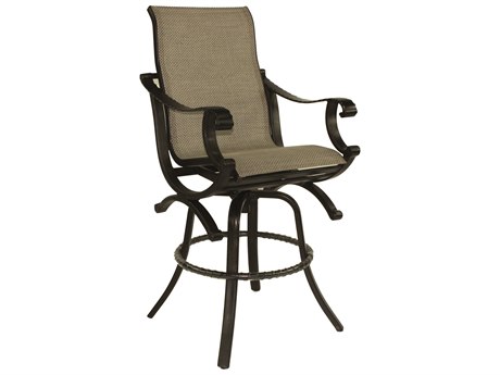 Castelle Telluride Sling Cast Aluminum High Back Swivel Bar Stool