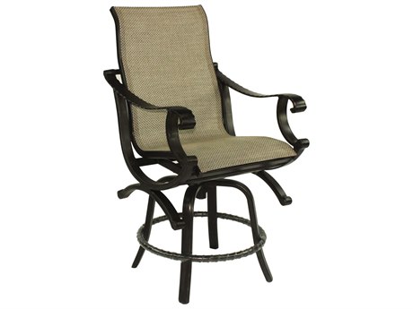 Castelle Telluride Sling Cast Aluminum High Back Swivel Counter Stool