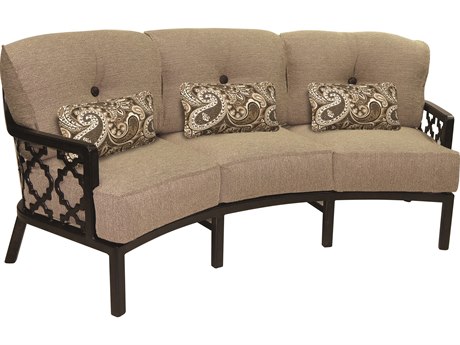 Castelle Belle Epoque Deep Seating Cast Aluminum Crescent Sofa with Three Kidney Pillows