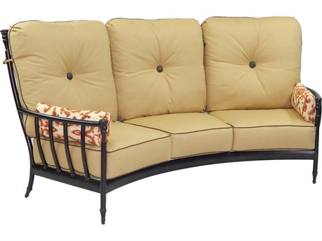 Castelle Provence Deep Seating Cast Aluminum Ultra High Back Crescent Sofa with Two Side Pillows