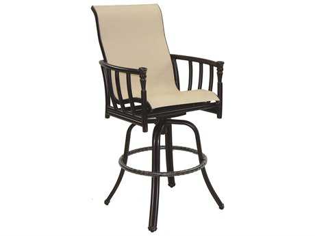 Castelle Provence Sling Cast Aluminum High Back Swivel Bar Stool