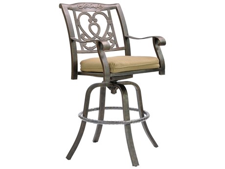 Castelle Madrid Cast Aluminum Swivel Bar Stool with Loose Seat Cushion