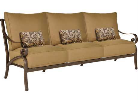 Castelle Veracruz Cushion Cast Aluminum Sofa with Three Kidney Pillows