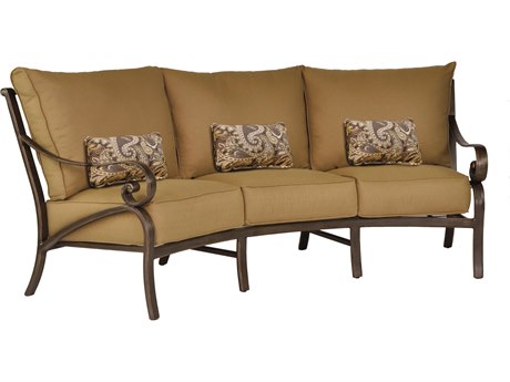 Castelle Veracruz Cushion Cast Aluminum Crescent Sofa with Three Kidney Pillows