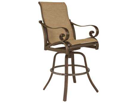 Castelle Veracruz Sling Cast Aluminum High Back Swivel Bar Stool