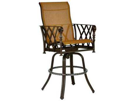 Castelle Veranda Sling Cast Aluminum High Back Swivel Bar Stool