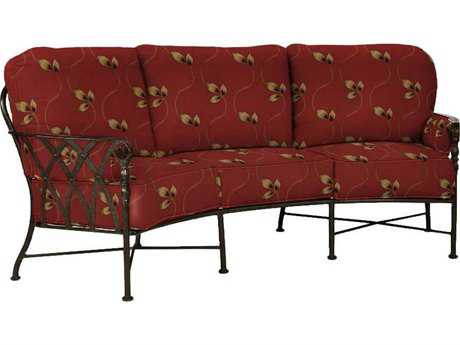 Castelle Veranda Deep Seating Cast Aluminum Crescent Sofa with Two Bolster Pillows