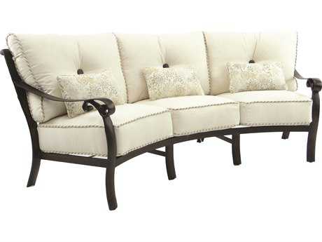 Castelle Bellanova Deep Seating Cast Aluminum Crescent Sofa with Three Kidney Pillows