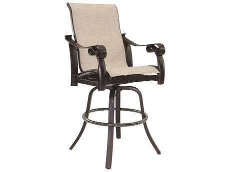 Castelle Bellanova Sling Cast Aluminum High Back Swivel Bar Stool