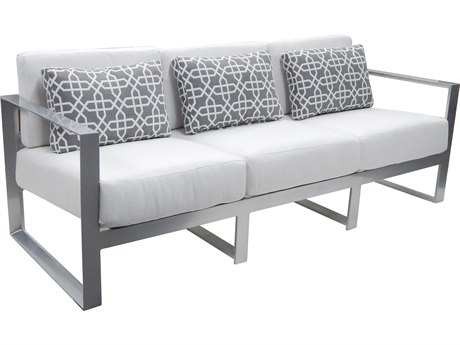 Castelle Legacy Deep Seating Aluminum Cushion Sofa with Three Pillows