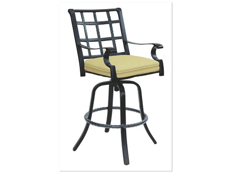 Castelle Monterey Cast Aluminum Swivel Bar Stool with Loose Seat Cushion