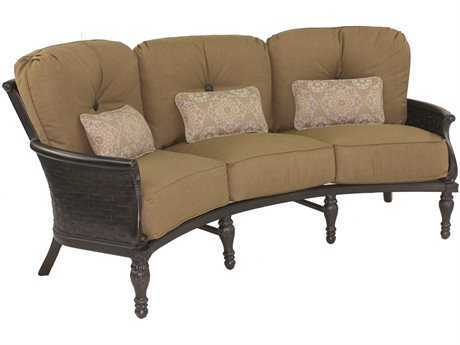 Castelle English Garden Deep Seating Cast Aluminum Crescent Sofa with Three Kidney Pillows