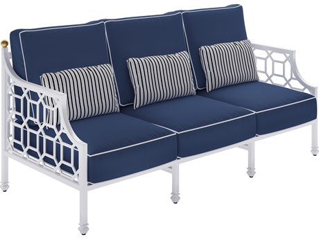Castelle Barclay Butera Deep Seating Aluminum Cushioned Sofa with Three Accent Pillows