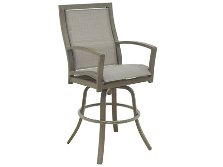 Castelle Napoli Sling Cast Aluminum High Back Swivel Bar Stool