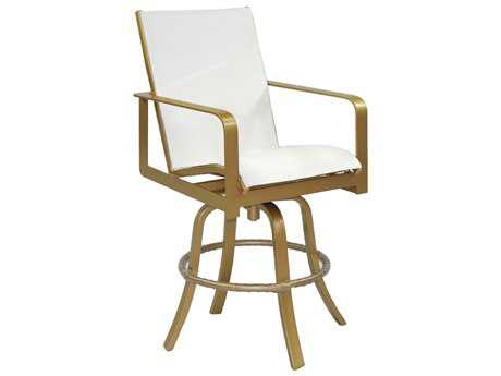 Castelle Solstice Sling Aluminum High Back Swivel Bar Stool