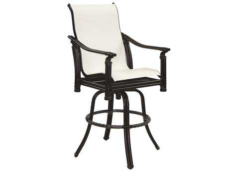 Castelle Coco Isle Sling Cast Aluminum High Back Swivel Bar Stool