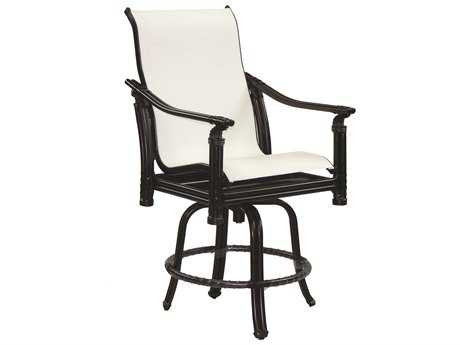Castelle Coco Isle Sling Cast Aluminum High Back Swivel Counter Stool