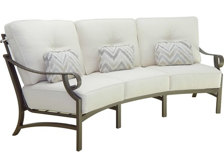 Castelle Sonesta Deep Seating Cast Aluminum Cushion Crescent Sofa with Three Accent Pillows