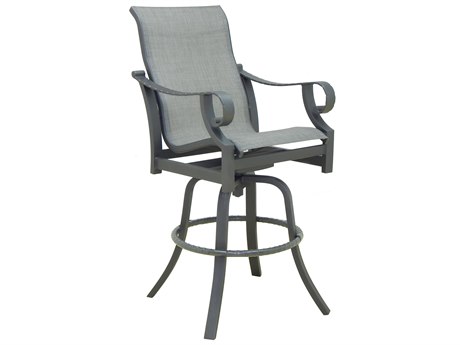 Castelle Sonesta Sling Dining Cast Aluminum High Back Swivel Bar Stool