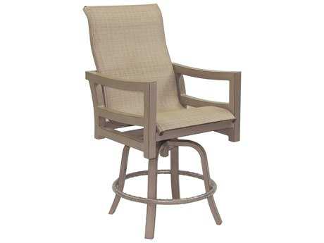 Castelle Roma Sling Aluminum High Back Swivel Bar Stool