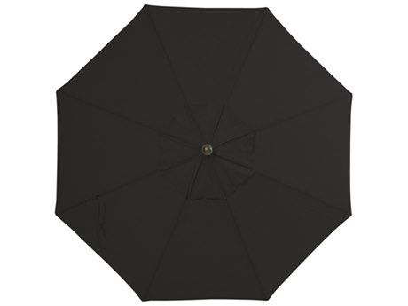 Palm Springs Rattan Aluminum 9 Market Umbrella Push Button Tilt Black Olefin Venetian Gold