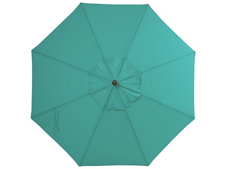 Palm Springs Rattan Aluminum 9 Market Umbrella Push Button Tilt Aqua Polyester Venetian Gold
