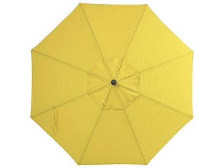 Palm Springs Rattan Aluminum 9 Market Umbrella Push Button Tilt Lemon Polyester Venetian Gold