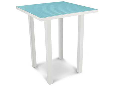 POLYWOOD® Euro Recycled Plastic 36 Square Bar Table with Umbrella Hole