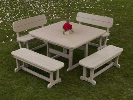 POLYWOOD® Park Recycled Plastic Bench Dining Set