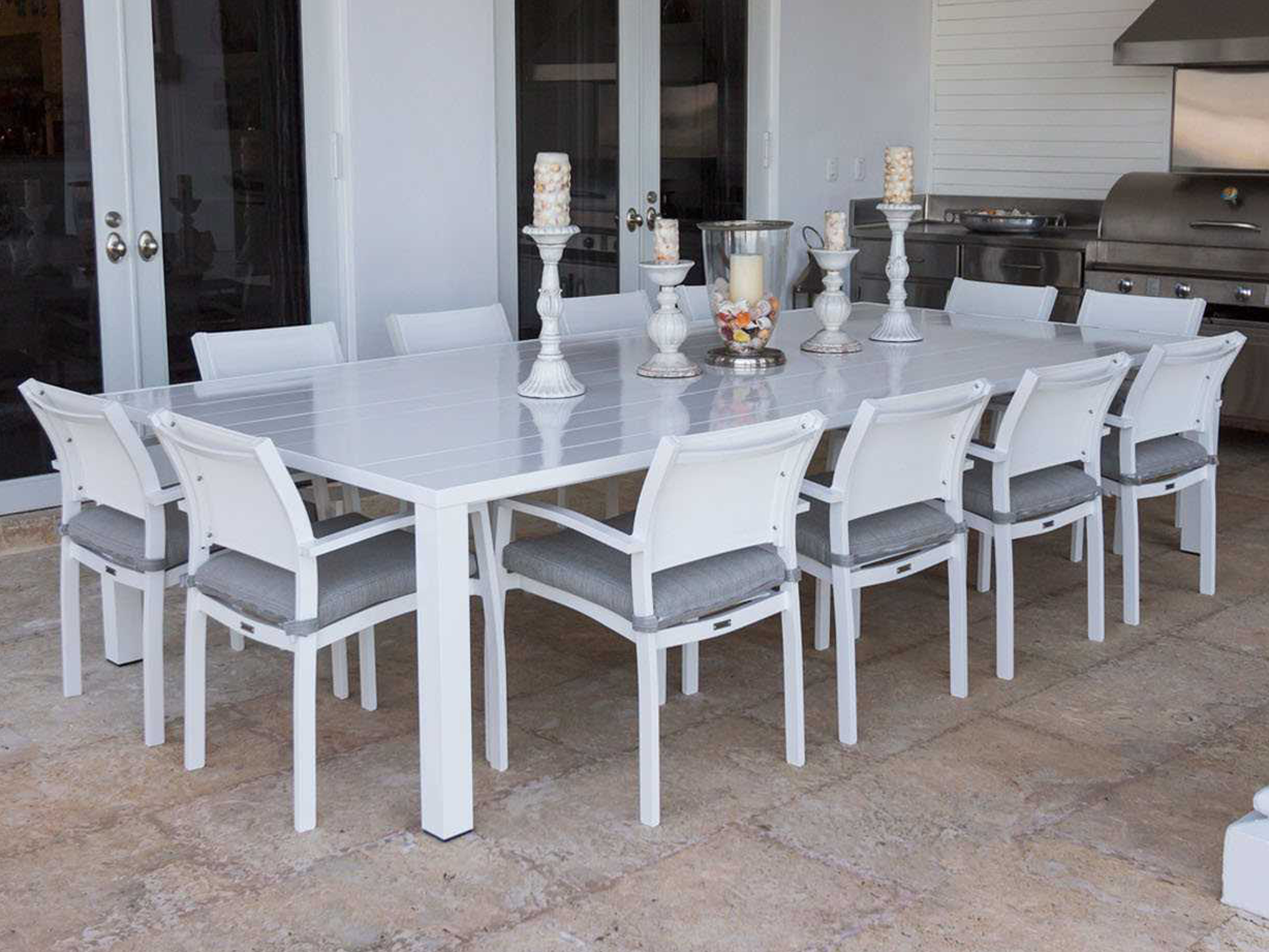 Source Outdoor Furniture Liam Aluminum 72 Square Dining Table -Seats 12