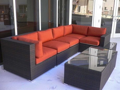 Source Outdoor Furniture Manhattan Wicker Sectional Lounge Set