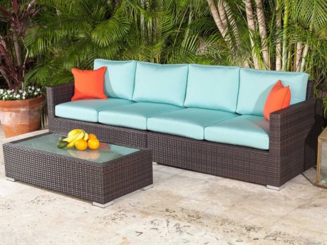 Source Outdoor Furniture Lucaya Wicker Sectional Loveseat Set